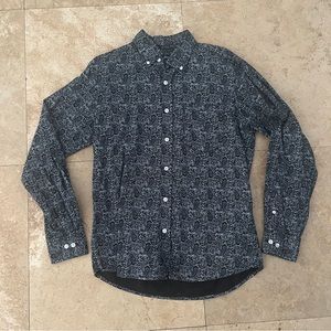 Men’s Janesco B&W Paisley Button Down Shirt